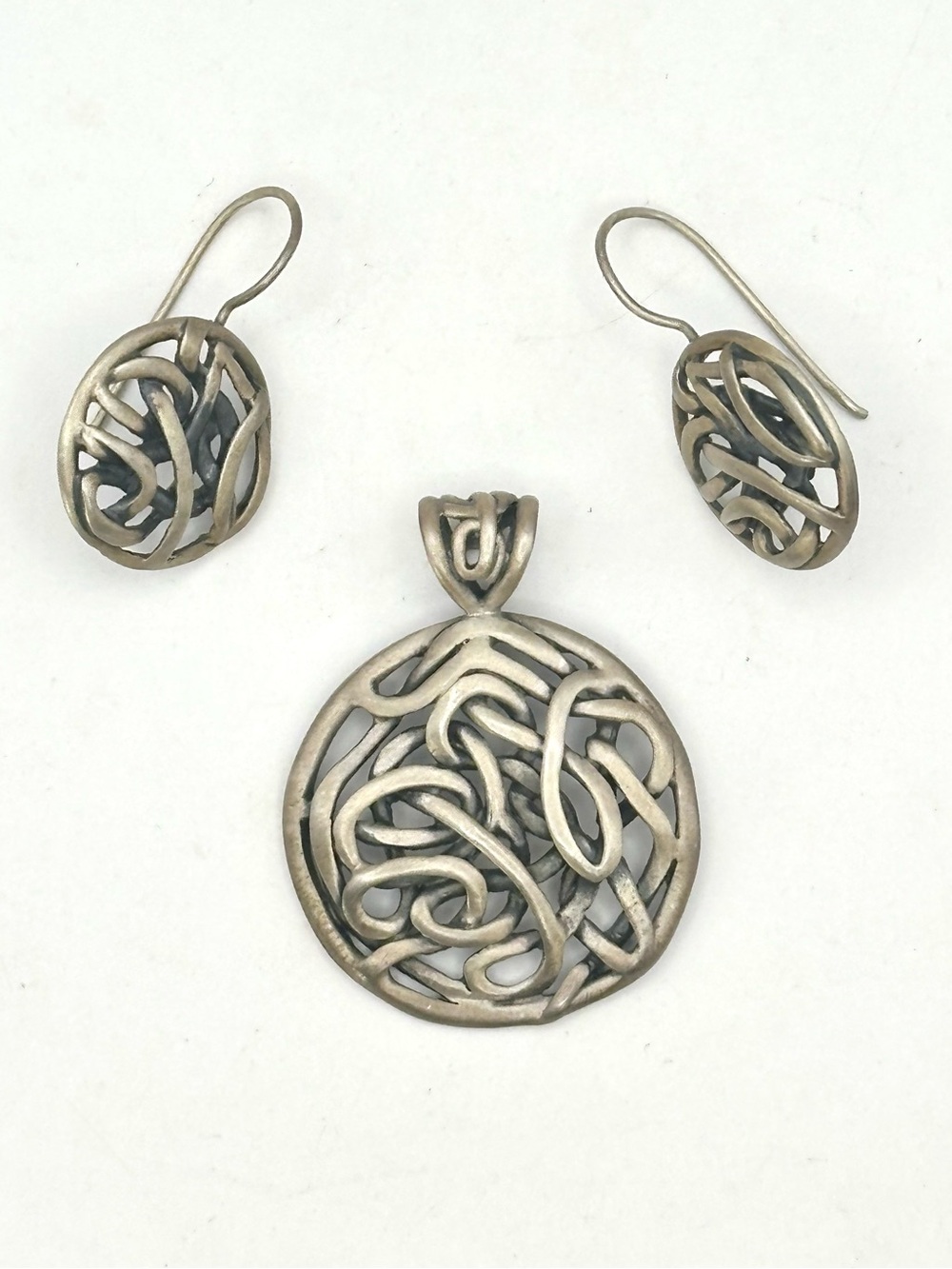 Silpada S1691 & W1690 Sterling Silver Celtic Knot Woven Pendant &Dangle Earring